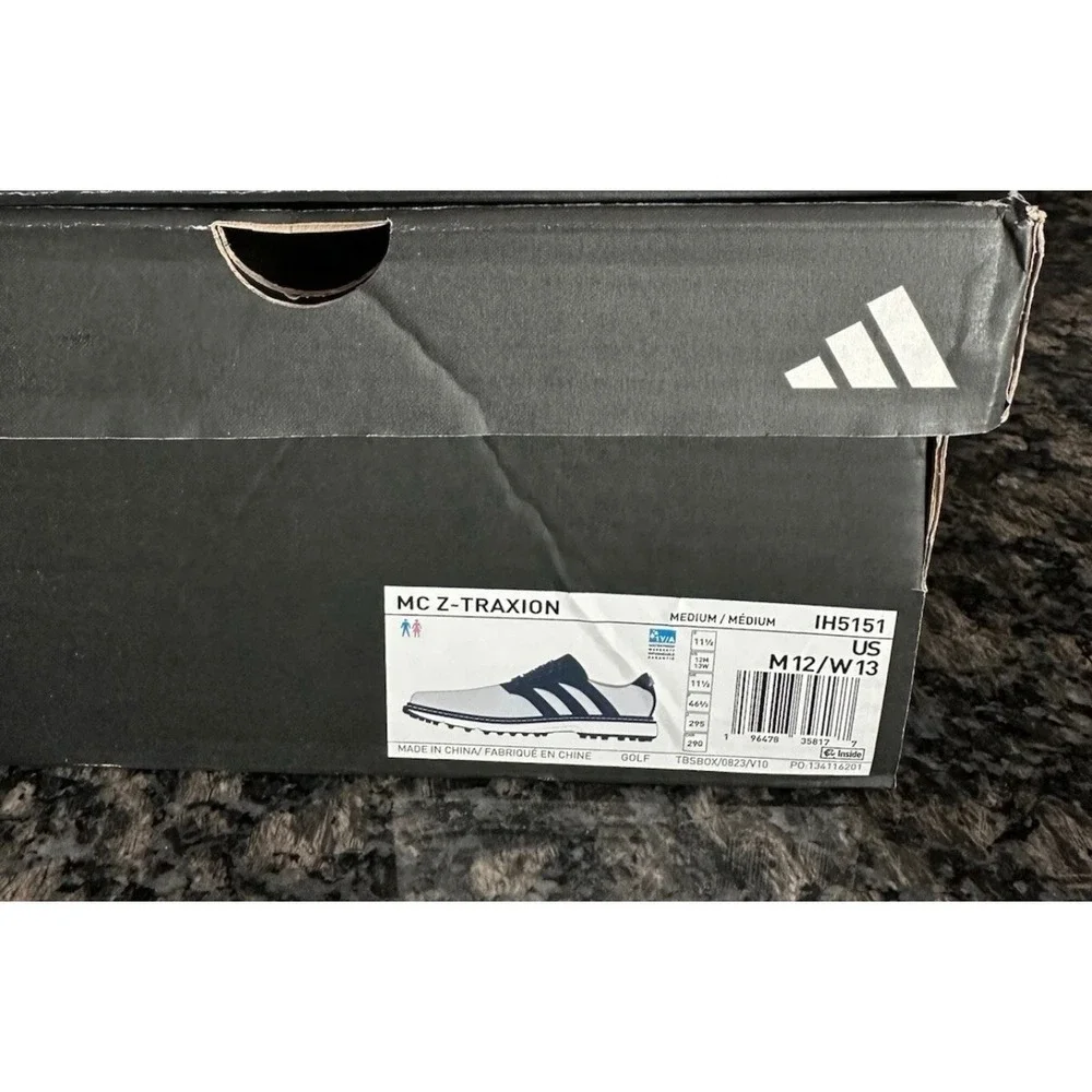 Adidas MC Z-Traxion Golf Shoes Grey Navy Blue Spikeless Leather IH5151 Mens 12